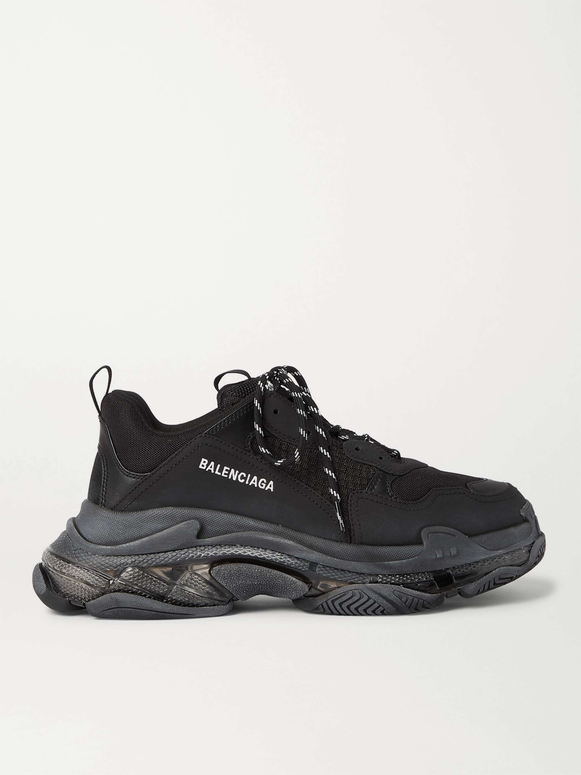 BALENCIAGA Triple S Clear Sole Mesh, Nubuck and Leather Sneakers for Men |  MR PORTER