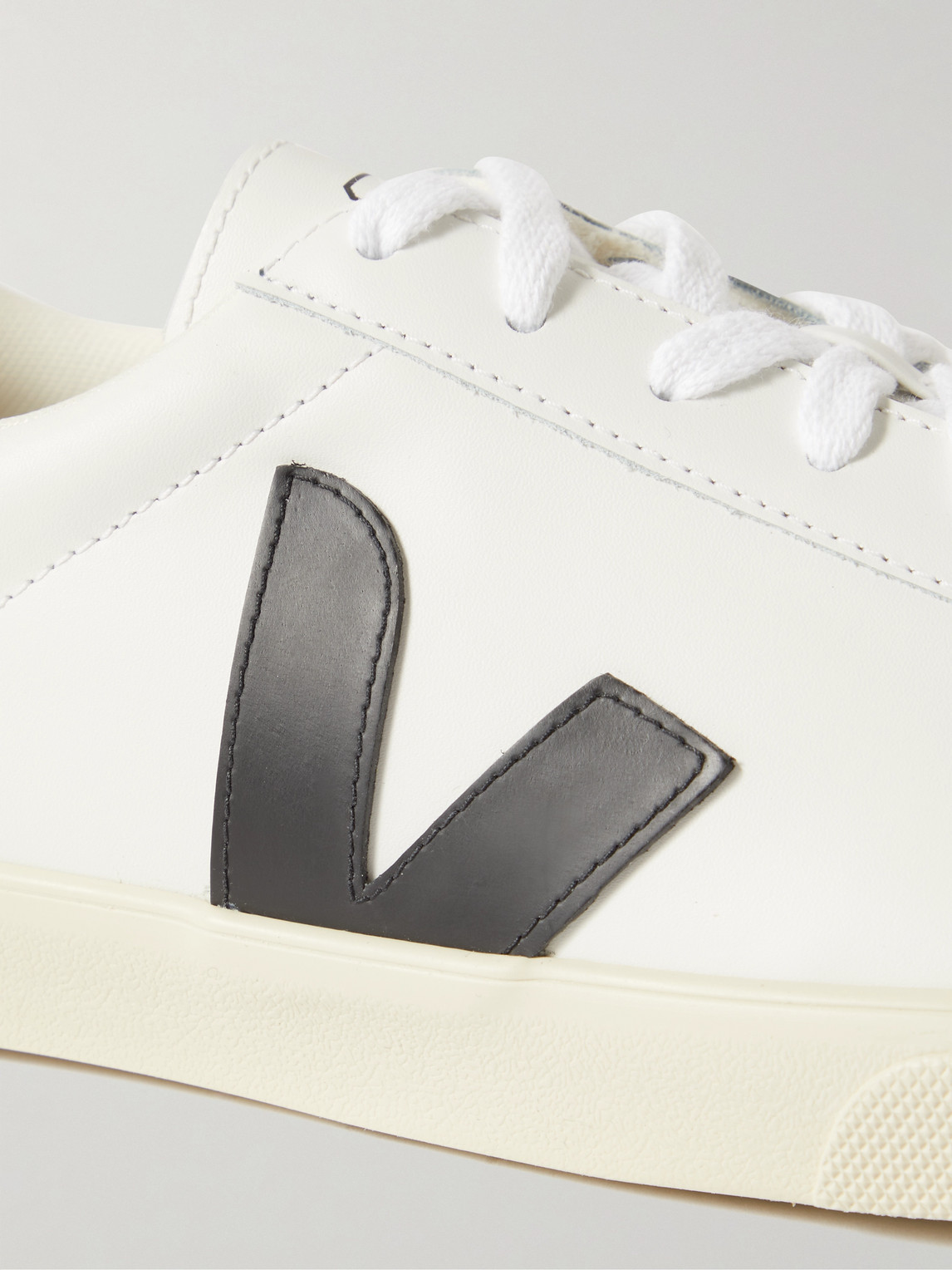 Shop Veja Esplar Rubber-trimmed Leather Sneakers In White