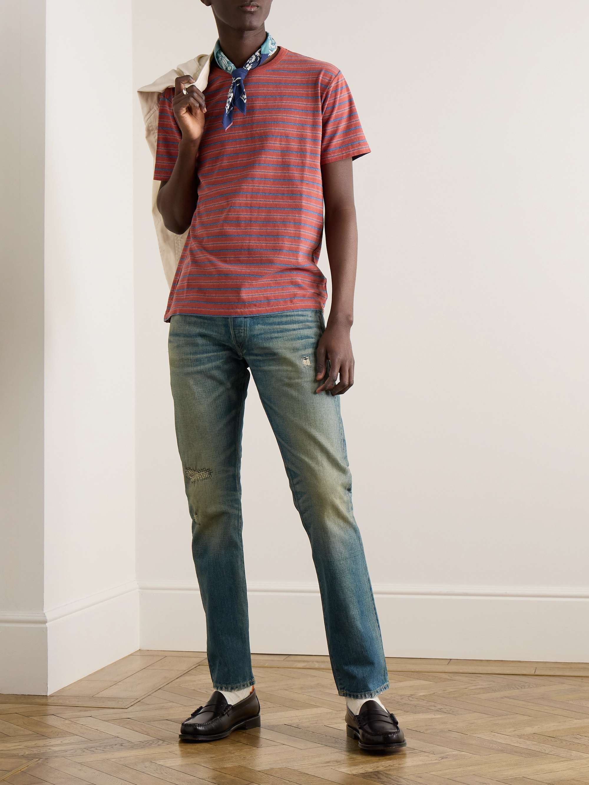 RRL Ridgway Slim-Fit Distressed Selvedge Denim Jeans | MR PORTER