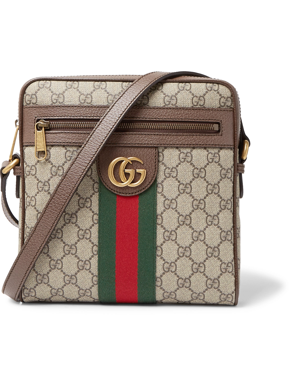 Gucci - Ophidia Leather-Trimmed Monogrammed Coated-Canvas Messenger Bag -  Men - Brown for Men