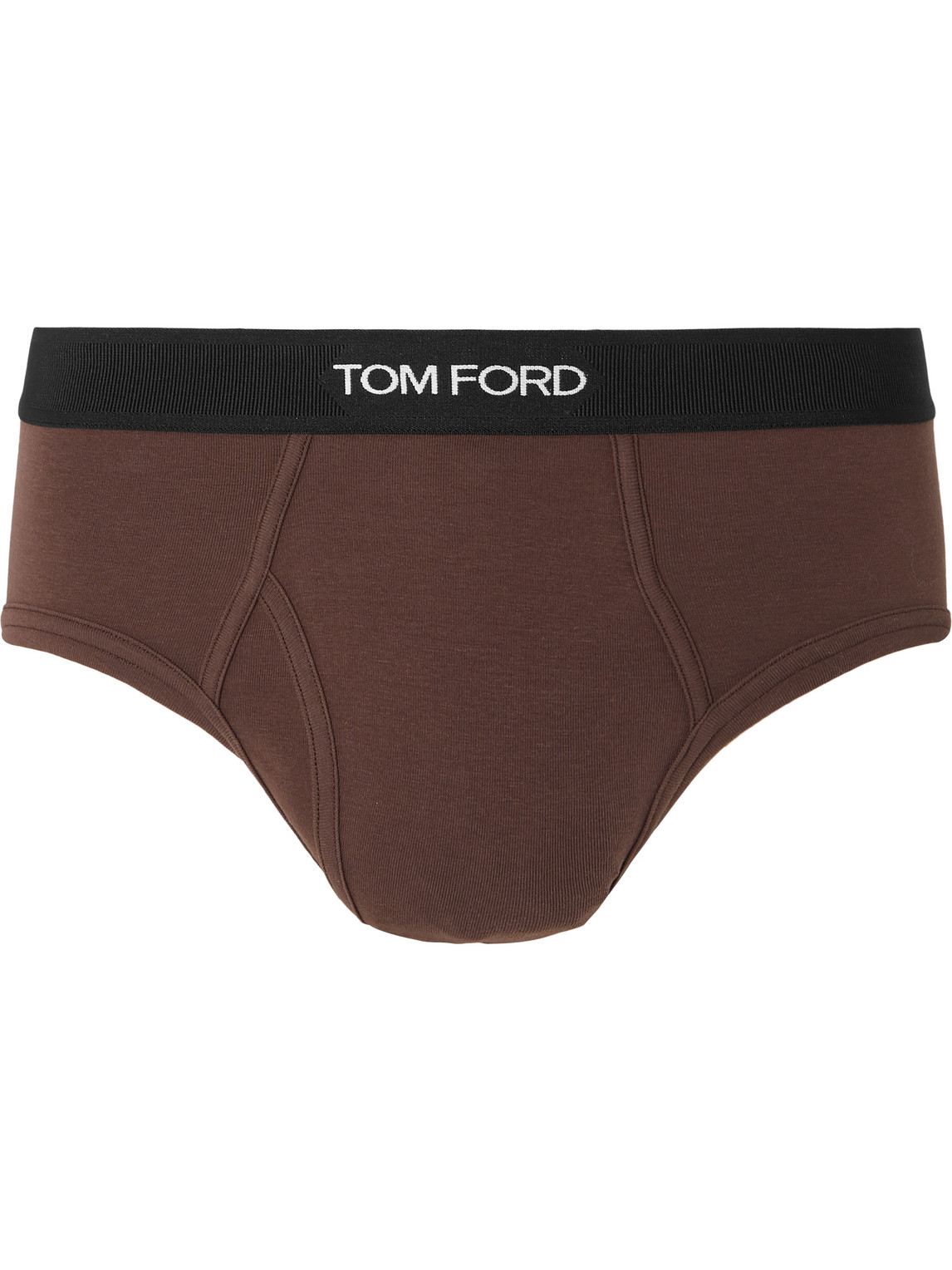 Tom Ford Stretch-cotton Briefs In Brown