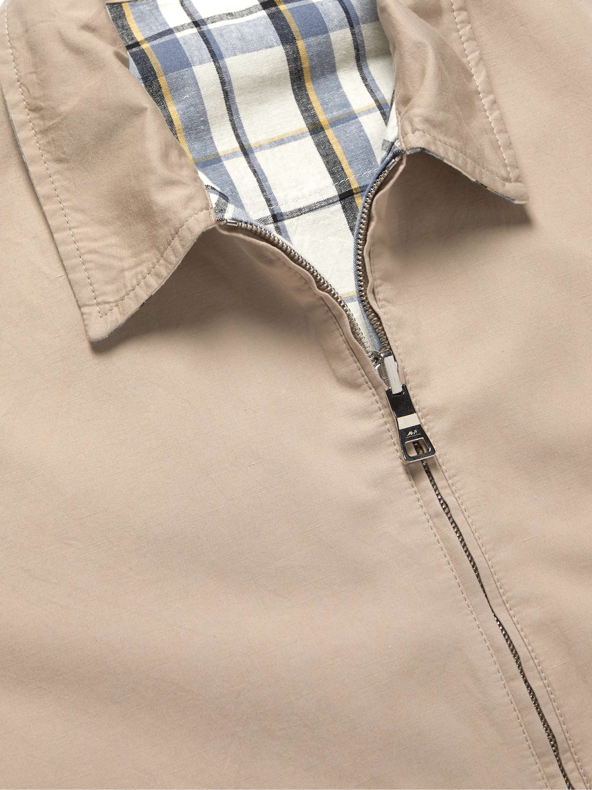 Beige Reversible Checked Cotton and Linen-Blend Golf Harrington Jacket | MR  P. | MR PORTER