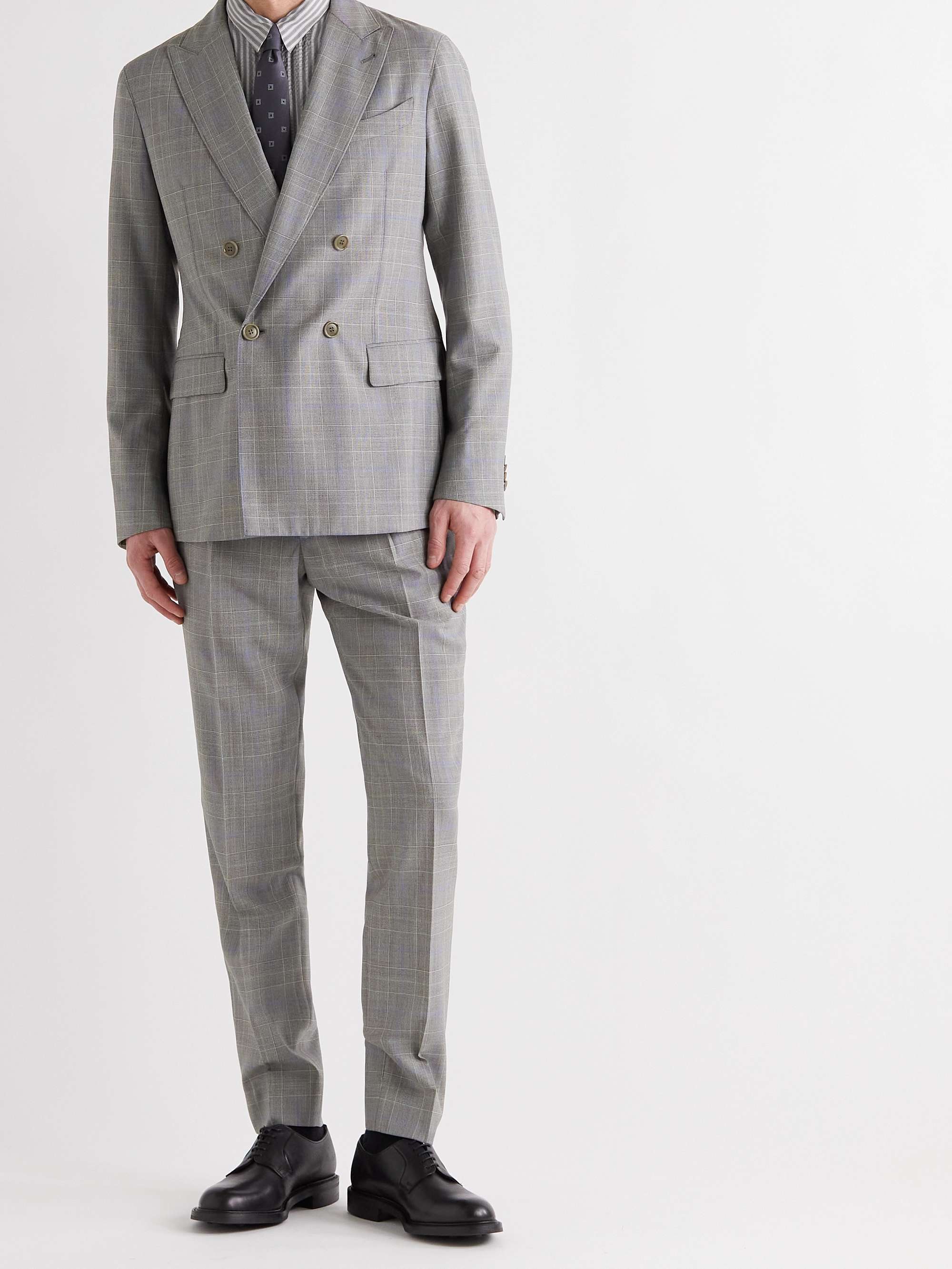 GIORGIO ARMANI Slim-Fit Double-Breasted Prince Of Wales Checked Wool Suit  Jacket for Men | MR PORTER