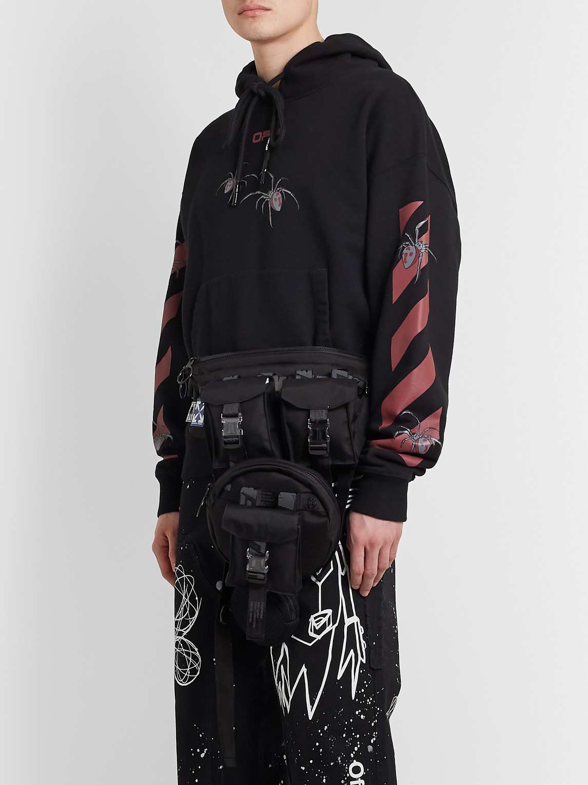Shop Off-white Convertible Ripstop, Canvas And Mesh Belt Bag In Black