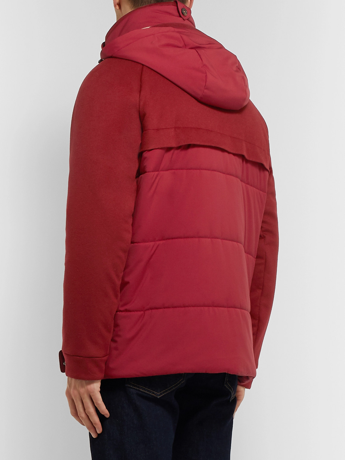 Shop Loro Piana Storm System Quilted Baby Cashmere And Shell Hooded Jacket In Burgundy