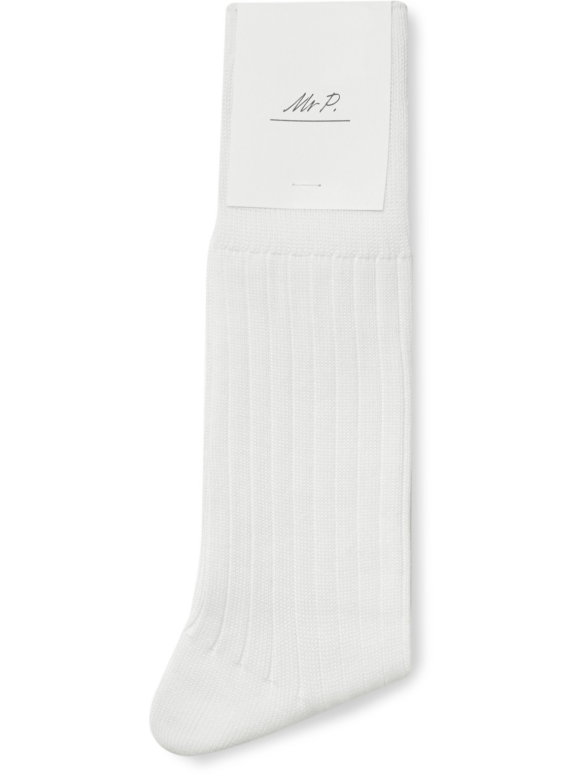 Shop Mr P Ribbed Cotton-blend Socks In White