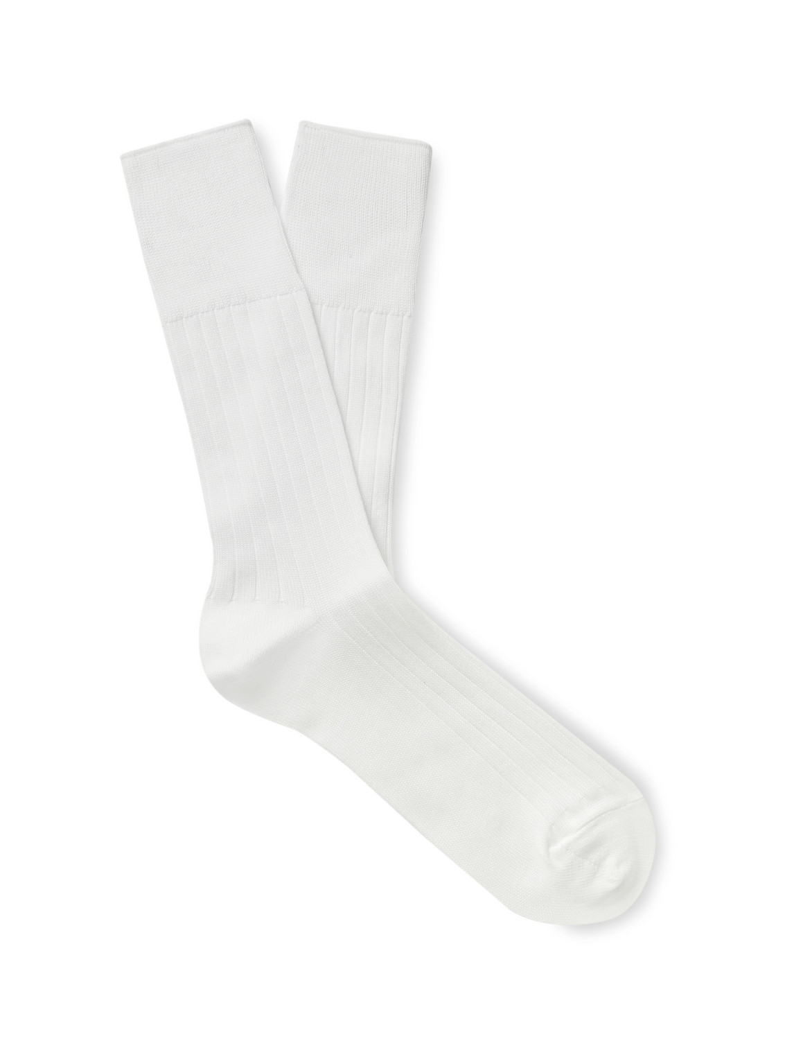 Mr P Ribbed Cotton-blend Socks In White