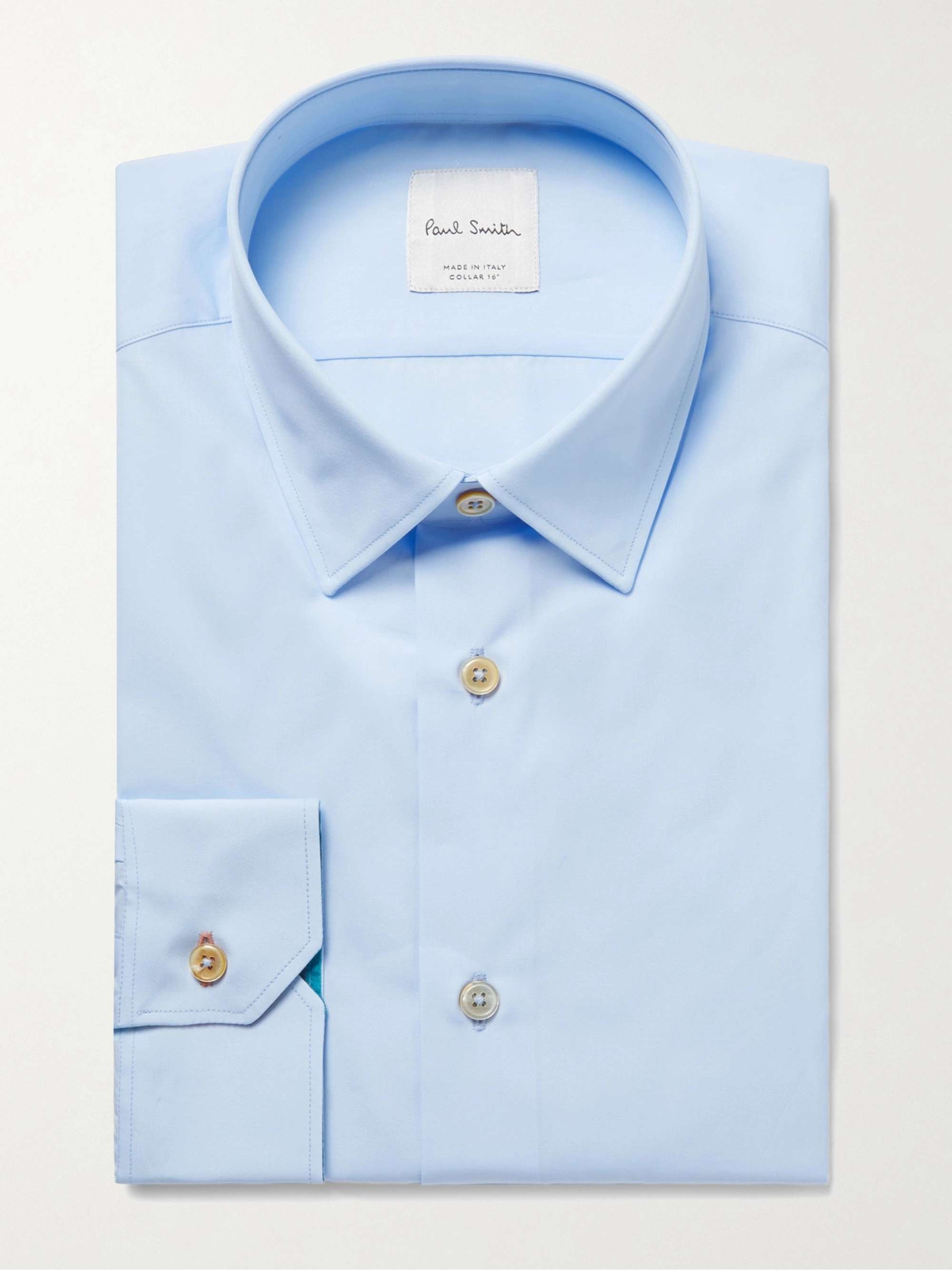 PAUL SMITH Light-Blue Slim-Fit Cotton-Poplin Shirt for Men | MR PORTER