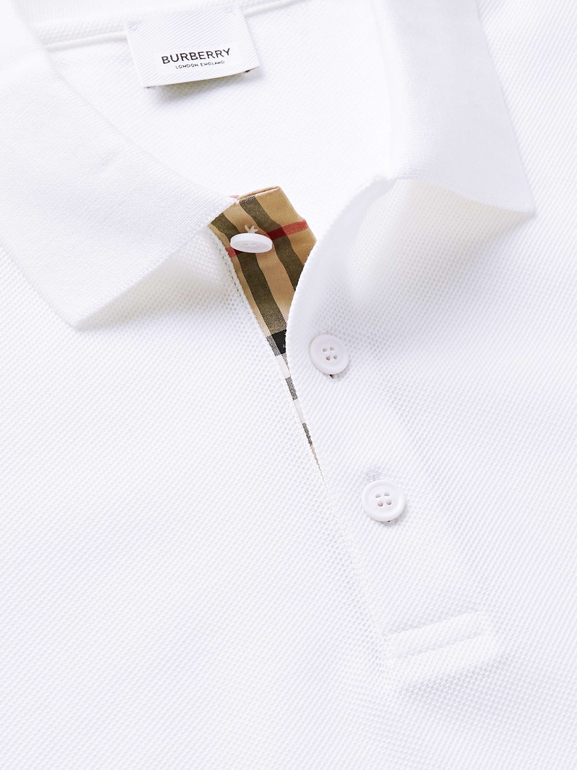 BURBERRY Slim-Fit Logo-Embroidered Cotton-Piqué Polo Shirt | MR PORTER