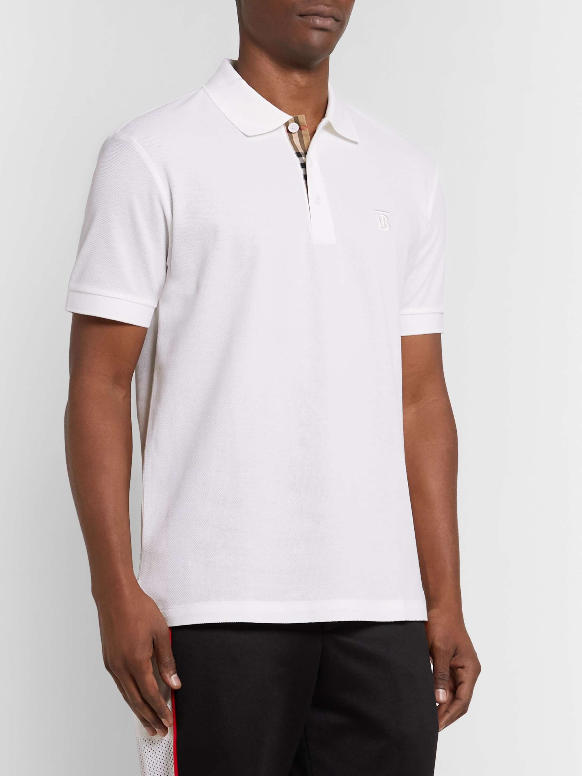 BURBERRY Slim-Fit Logo-Embroidered Cotton-Piqué Polo Shirt | MR PORTER