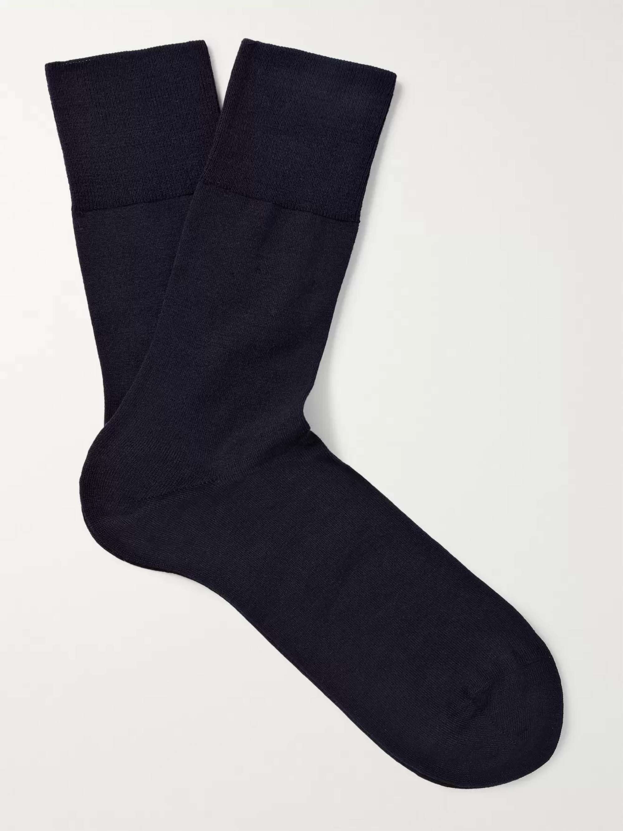 Navy Airport Wool and Cotton-Blend Socks | FALKE | MR PORTER