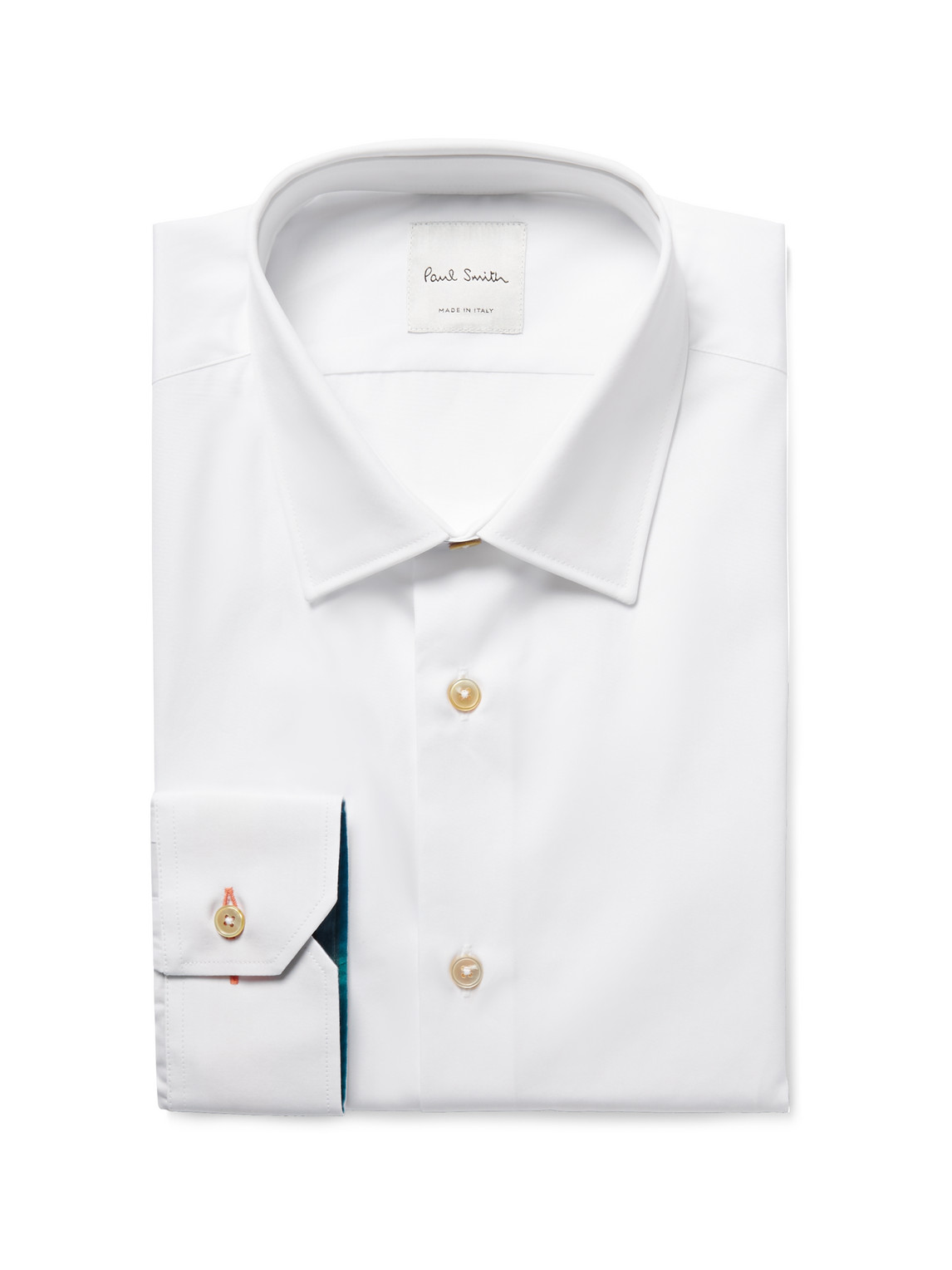 Paul Smith White Slim-fit Contrast-cuff Cotton-poplin Shirt