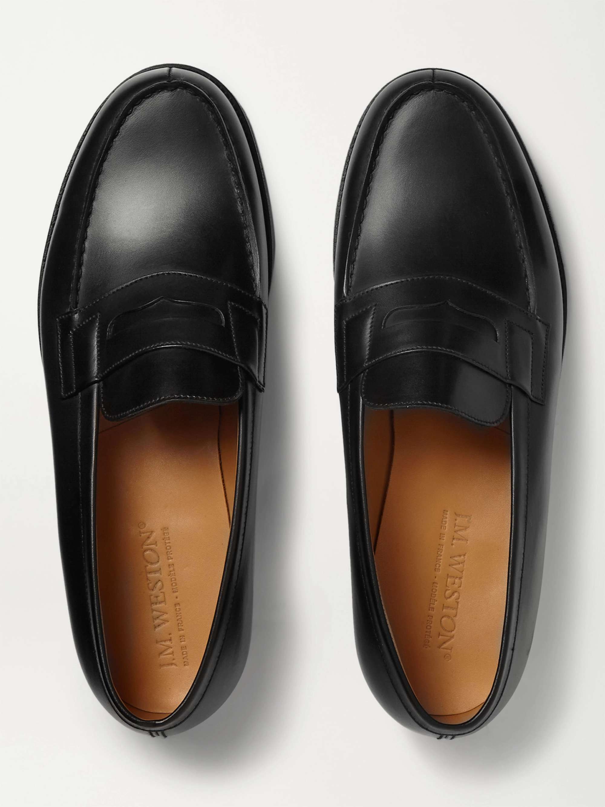 Black 180 Moccasin Leather Penny Loafers | J.M. WESTON | MR PORTER