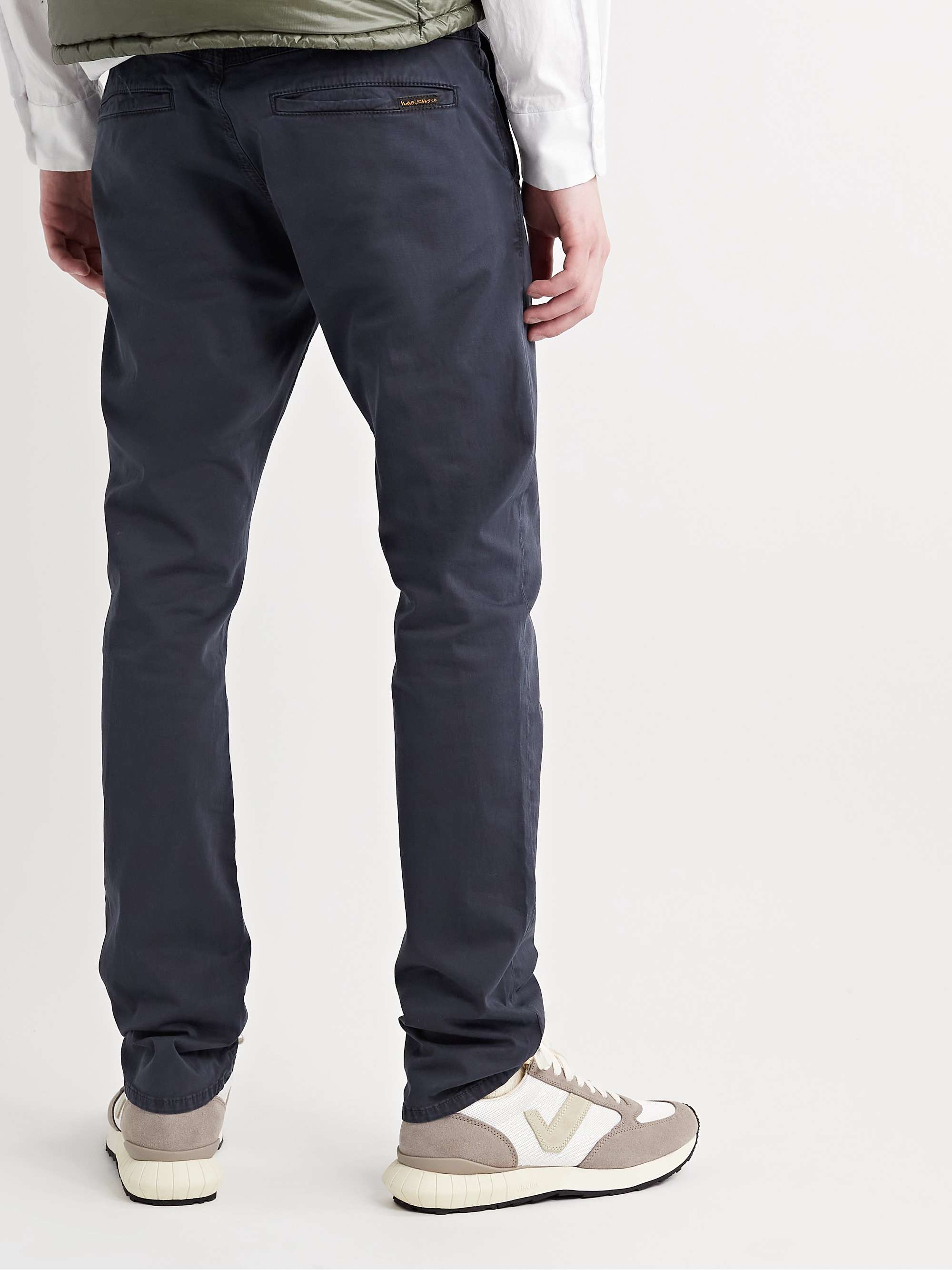 NUDIE JEANS Slim Adam Garment-Dyed Stretch Organic Cotton-Twill Trousers |  MR PORTER