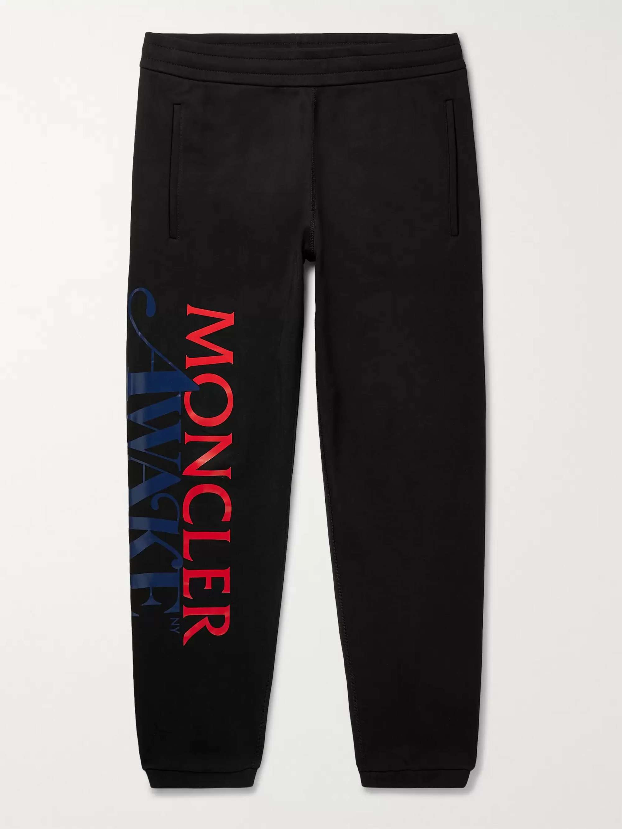 Black + Awake NY 2 Moncler 1952 Tapered Logo-Print Cotton-Jersey Sweatpants  | MONCLER GENIUS | MR PORTER